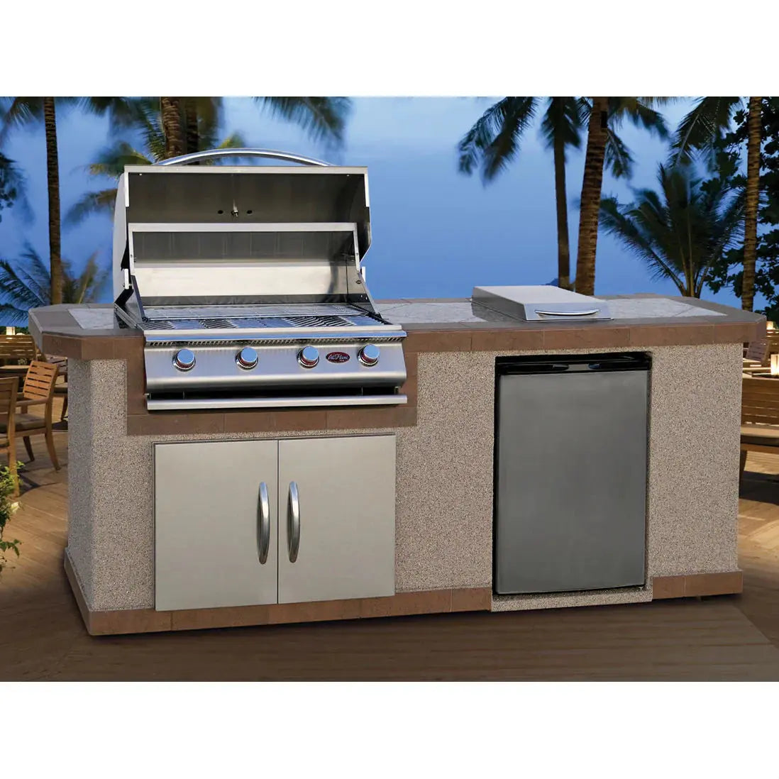 Cal Flame BBQ Island BBK-801 with American Stucco base