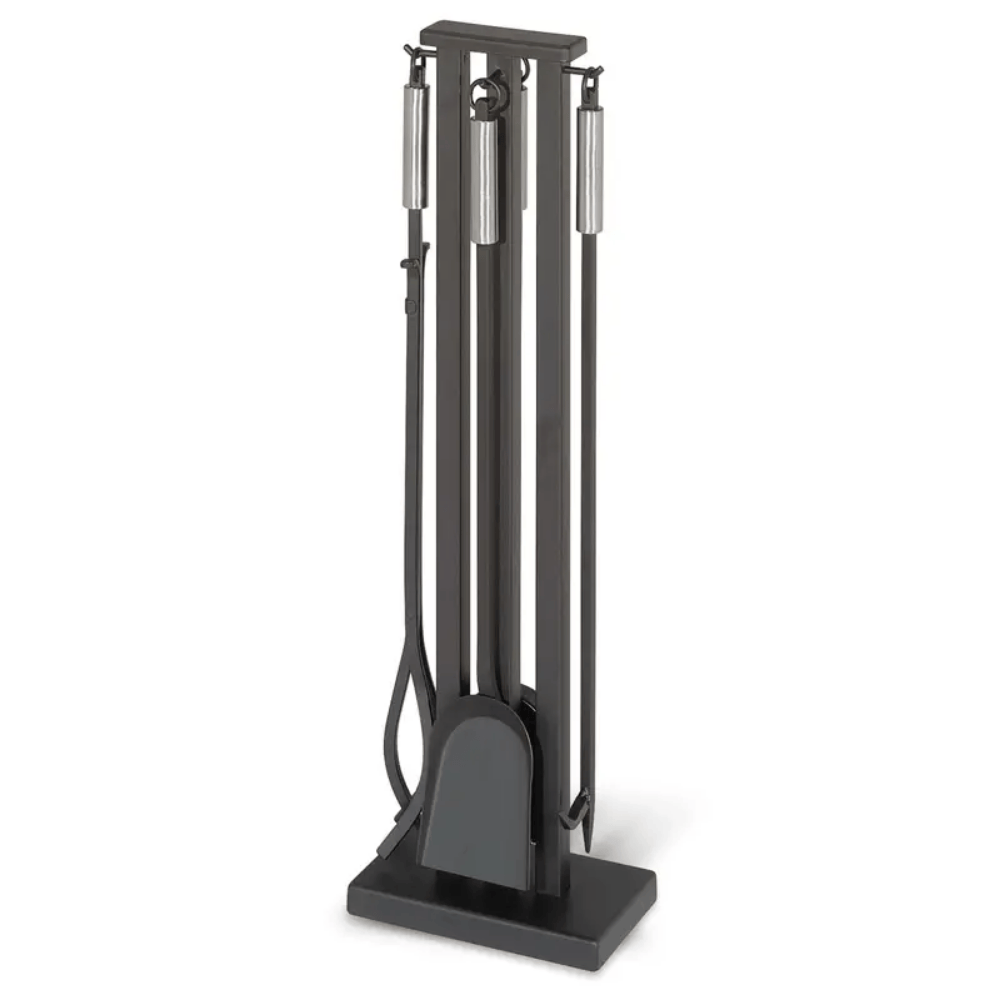 Pilgrim 32 Inch Contemporary Brushed Steel Fireplace Tool Set