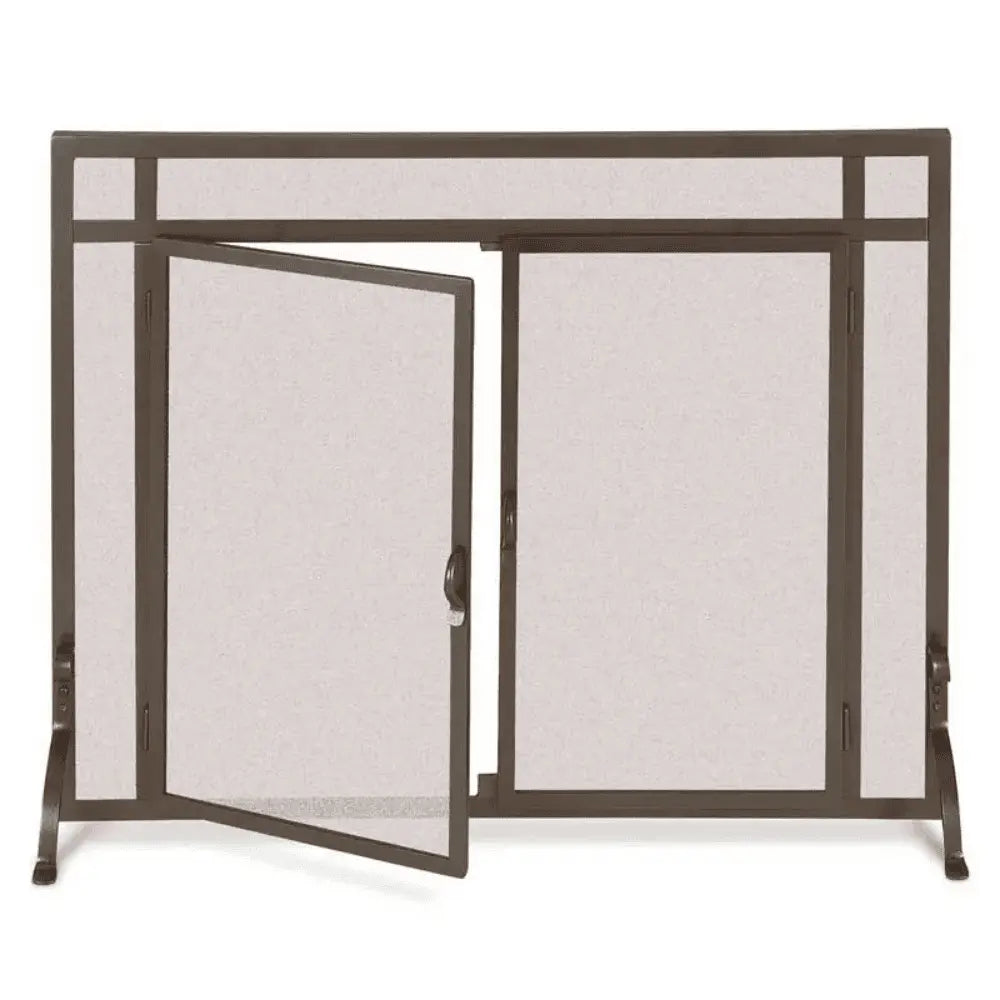 Pilgrim 39 Inch Forged Iron Fireplace Screen with Doors