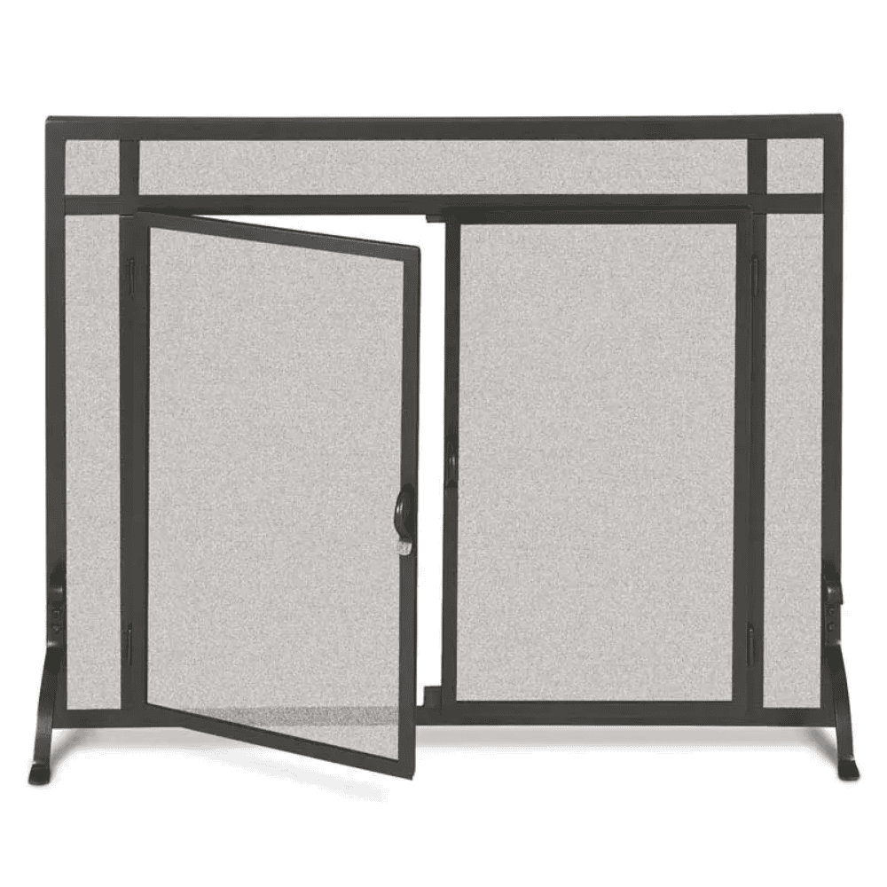 Pilgrim 44 Inch Forged Iron Fireplace Screen with Doors