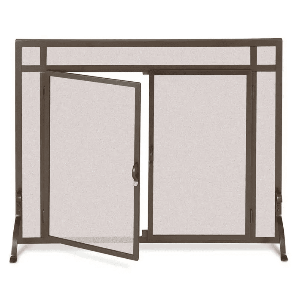 Pilgrim 44 Inch Forged Iron Fireplace Screen with Doors