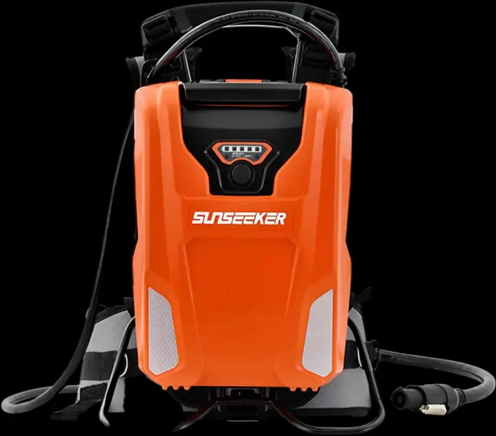 Orange pressure washer with 'Sunseeker' branding on a black background