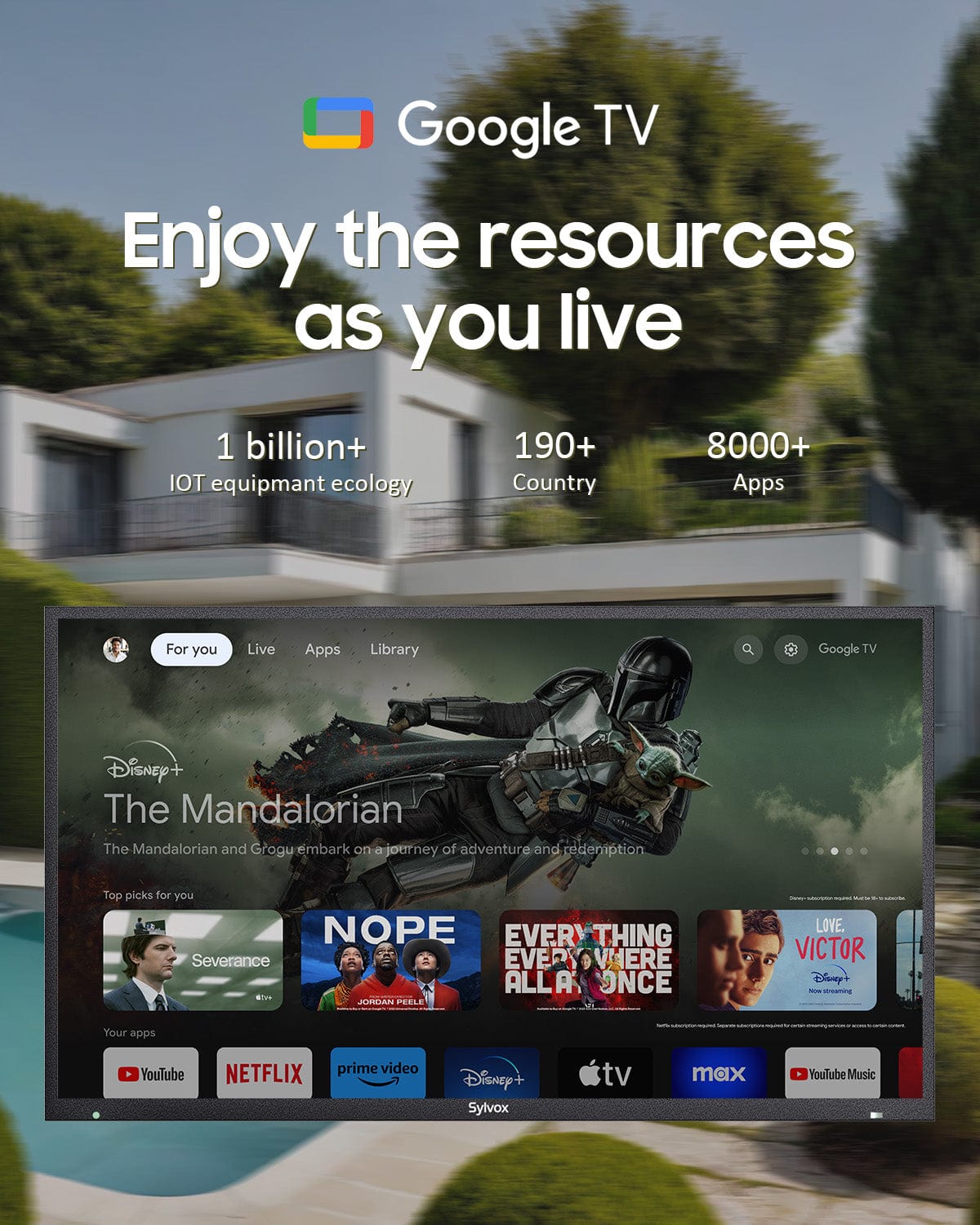 SYLVOX Pool Pro QLED 3.0 outdoor TV poolside lifestyle
