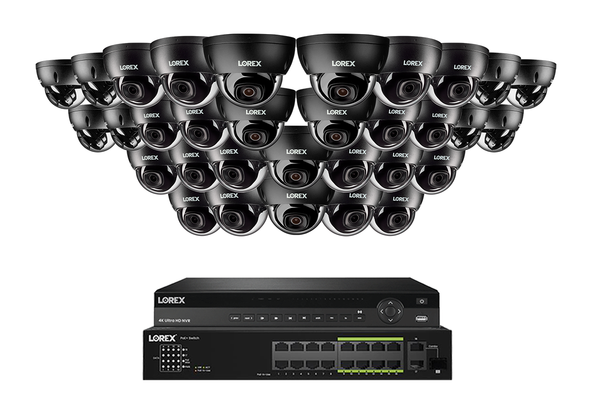 Lorex Elite Series 4K 32-Camera Capable 8 TB Wired NVR System with 8 MP (4K) A10 IP Dome Cameras