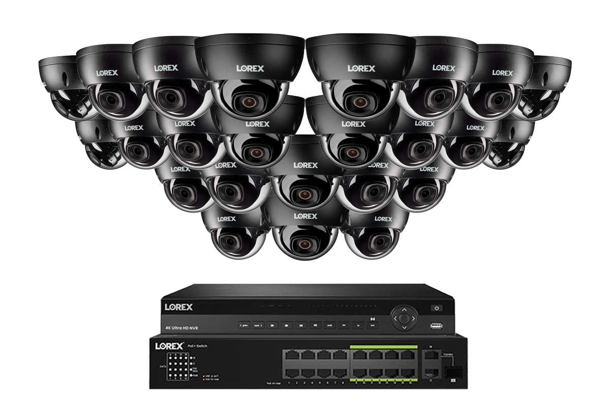 Lorex Elite Series NVR with A4 4 MP (2K) IP Dome Cameras – 4K 32-Channel 8 TB Wired System