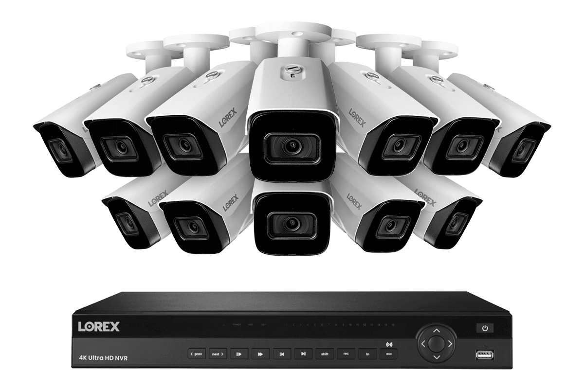 Lorex 4K (16 Camera Capable) 6TB Wired NVR System with Nocturnal 3 Smart IP Bullet Cameras – Complete Security Solution