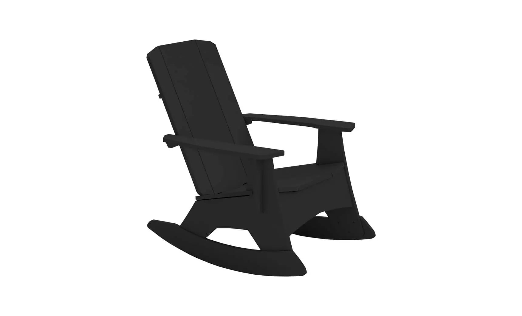 Mainstay Adirondack rocker in weathered pine finish with cushioned seat and armrests