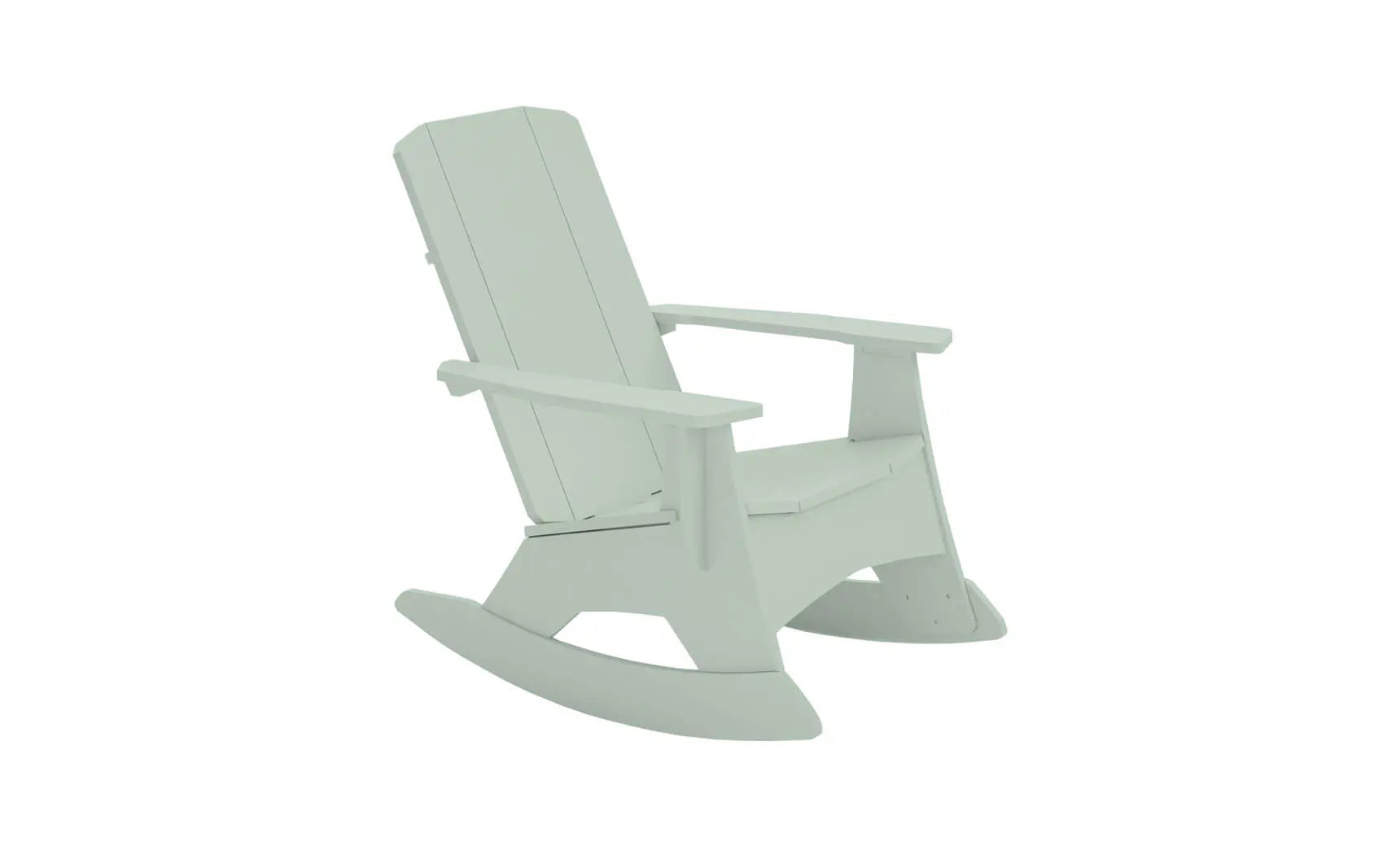 Mainstay Adirondack rocker in weathered pine finish with cushioned seat and armrests