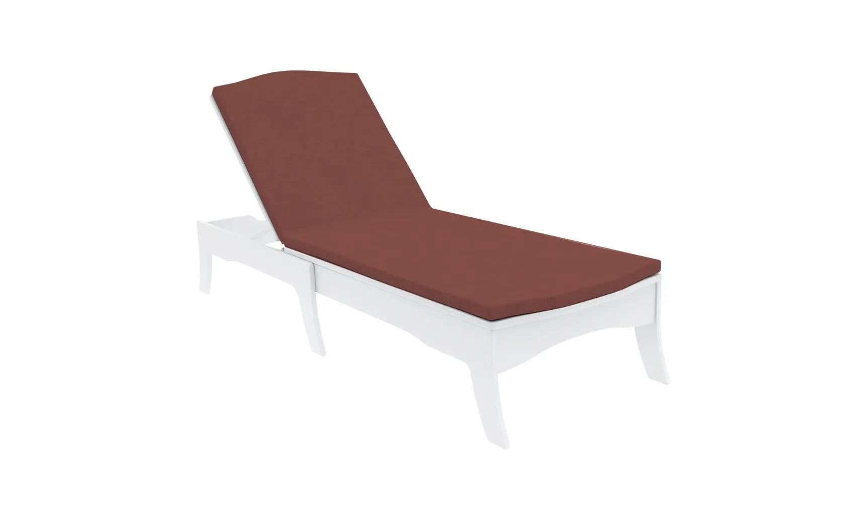 Legacy chaise lounge cushion in soft gray fabric with tufted design and square corners.