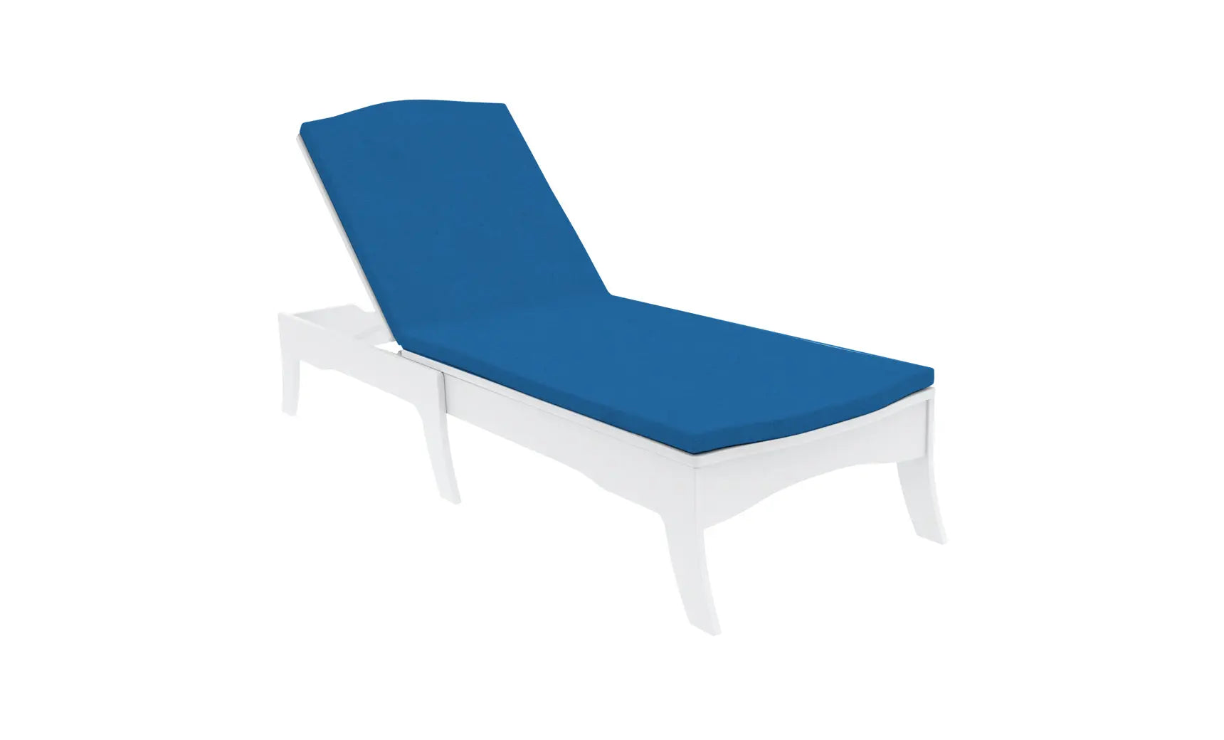 Legacy chaise lounge cushion in soft gray fabric with tufted design and square corners.