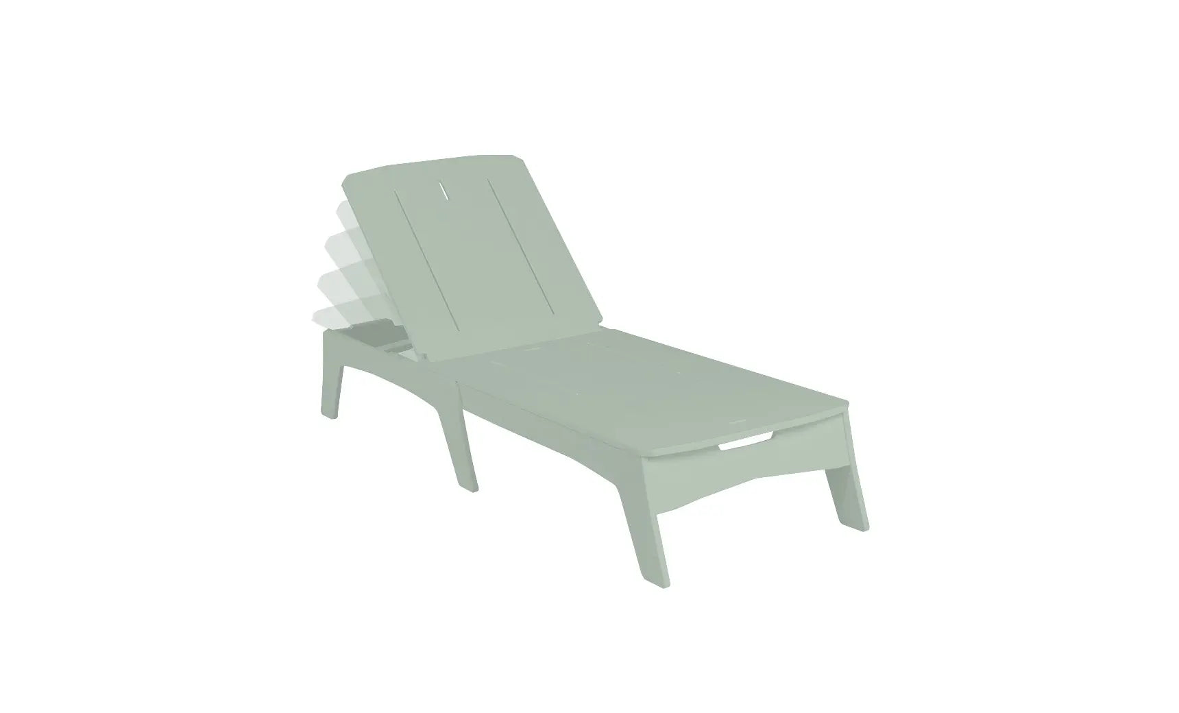 Mainstay chaise lounge in gray fabric with wooden frame and footrest in extended position.