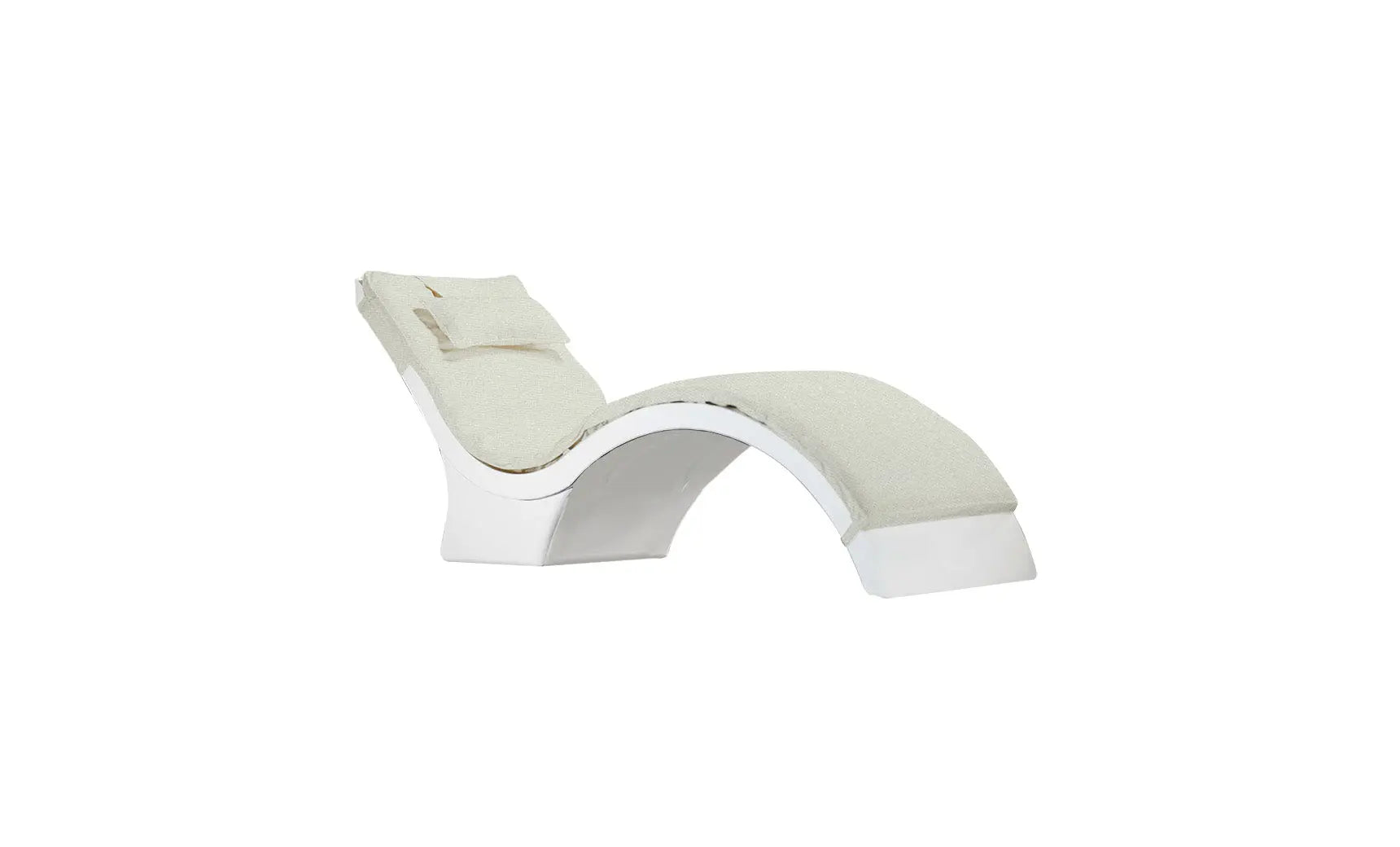 Signature chaise lounge cushion in soft gray fabric with tufted design and button details.