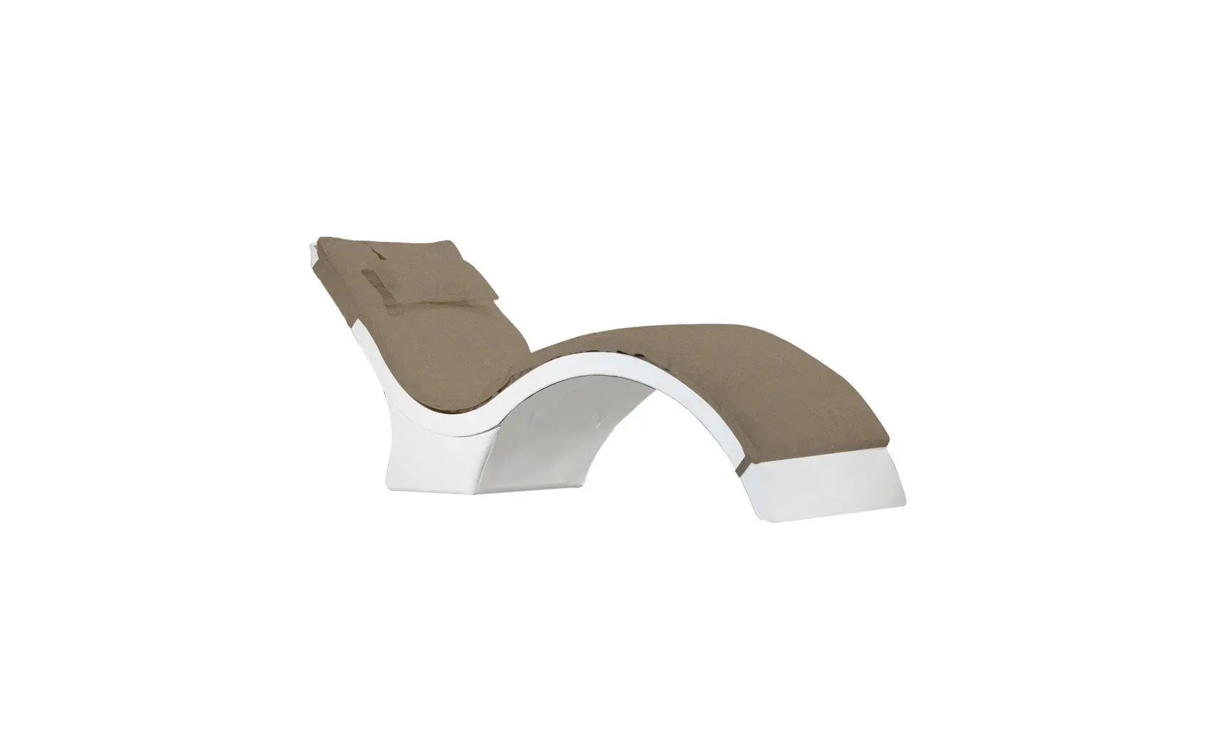 Signature chaise lounge cushion in soft fabric with scalloped edges and button detailing.