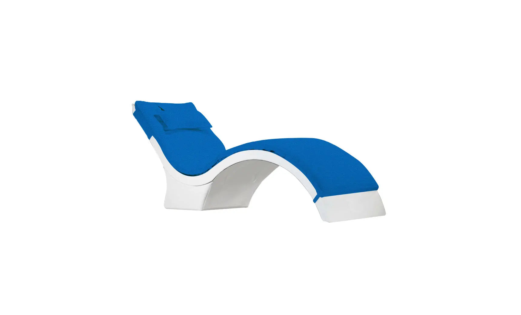 Signature chaise lounge cushion in soft fabric with scalloped edges and button detailing.