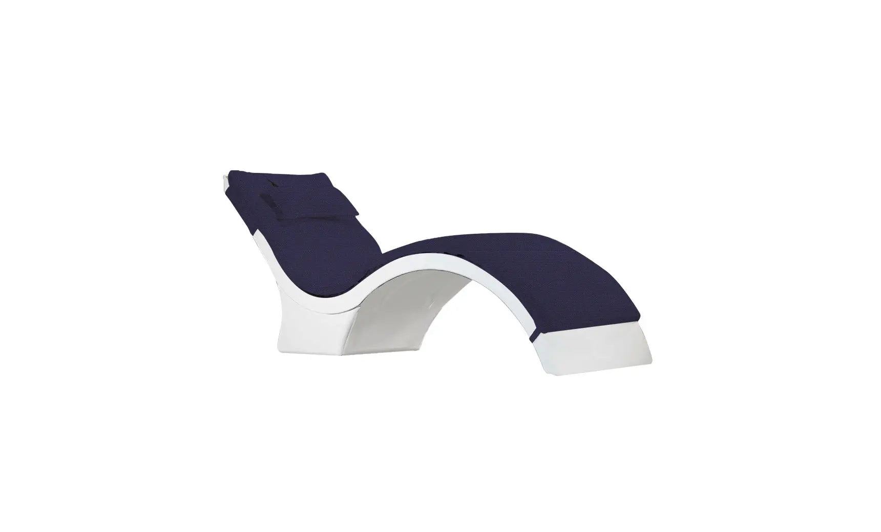 Signature chaise lounge cushion in soft fabric with scalloped edges and button detailing.