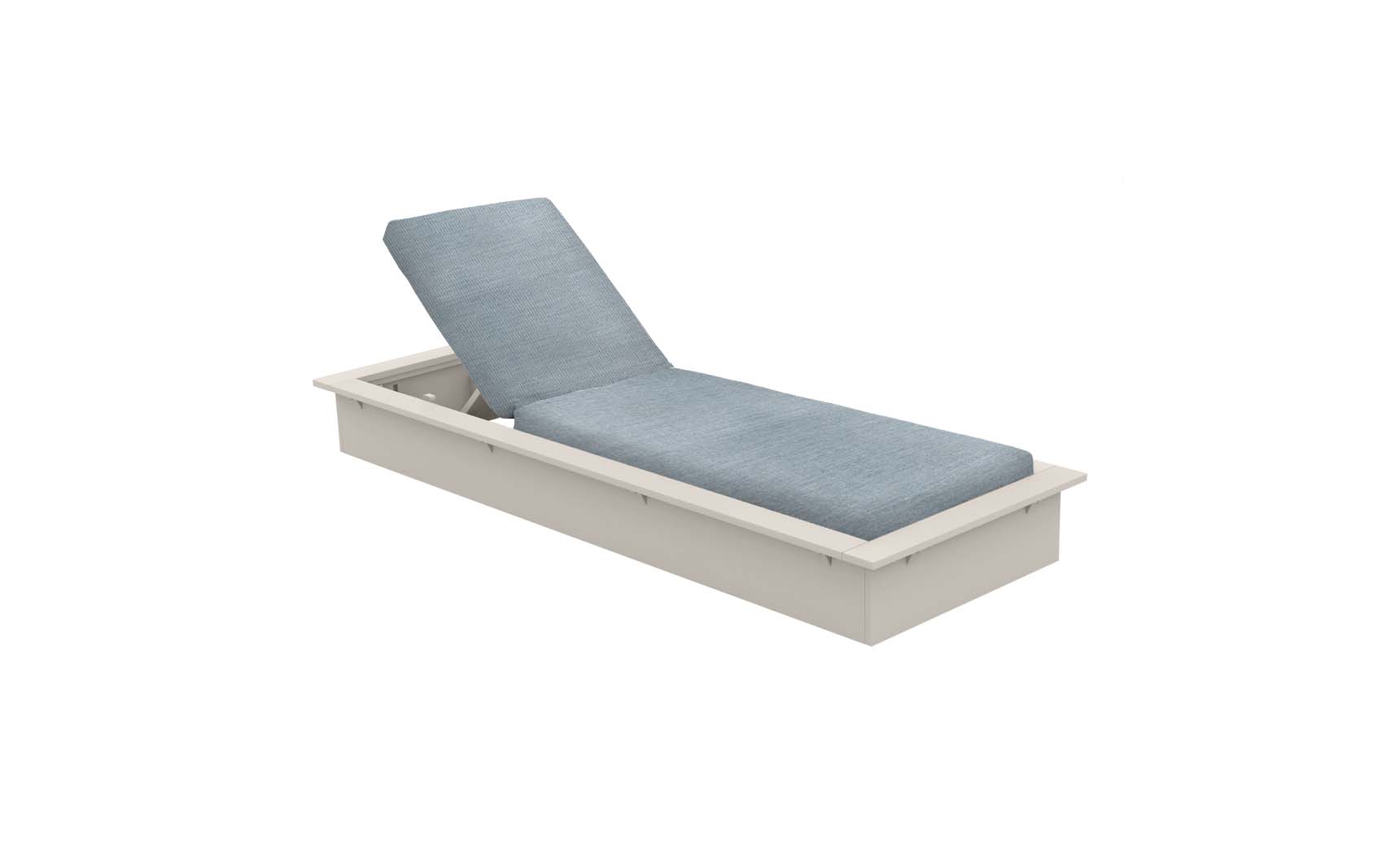 Echo Chaise lounge chair in gray fabric with wooden frame and armrests
