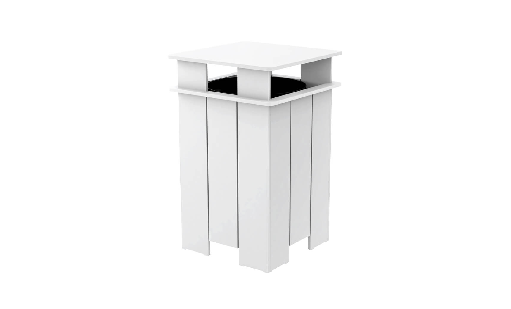 Mainstay gray trash bin with lid and four wheels for easy mobility.