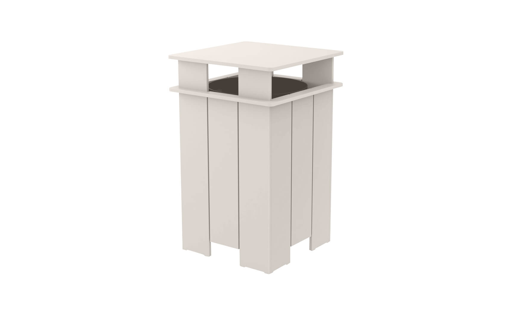 Mainstay gray trash bin with lid and four wheels for easy mobility.