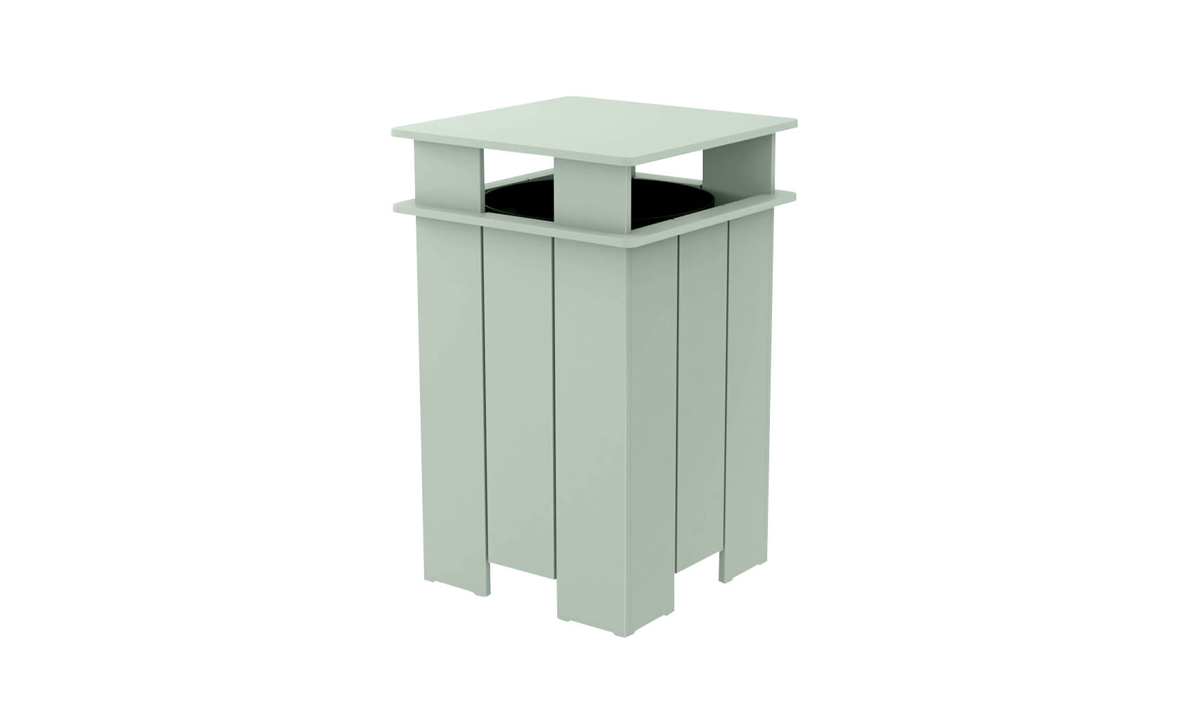 Mainstay outdoor trash bin in gray with a lid and wheels.