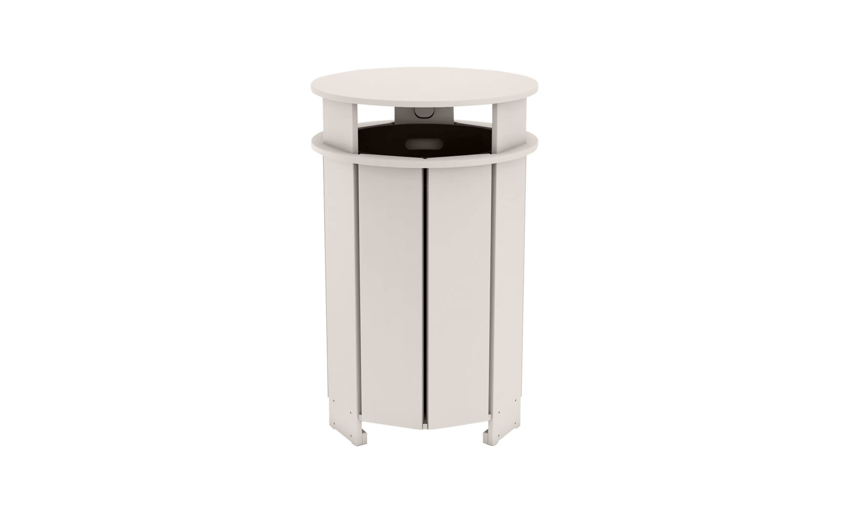 Mainstay black trash bin with lid and four wheels for easy mobility.