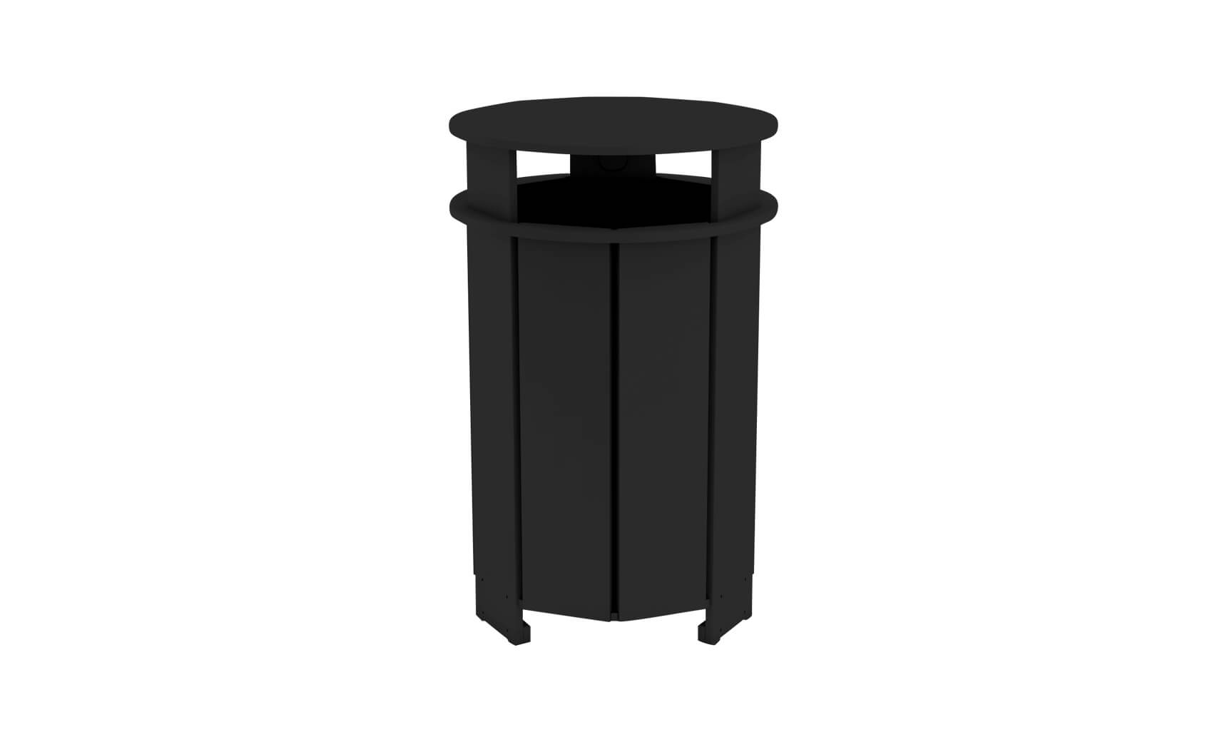 Mainstay outdoor trash bin in gray with a lid and wheels.
