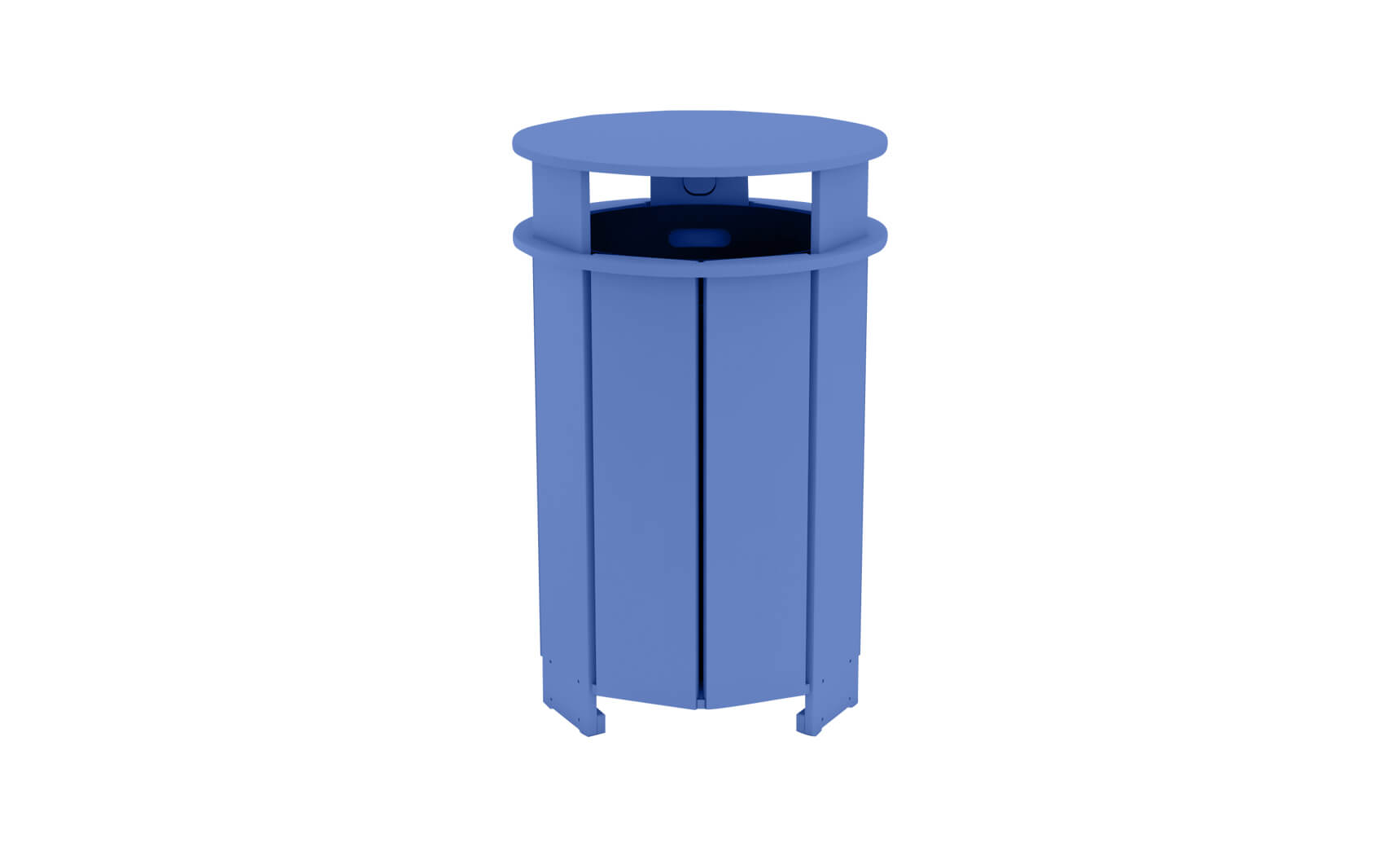 Mainstay outdoor trash bin in gray with a lid and wheels.