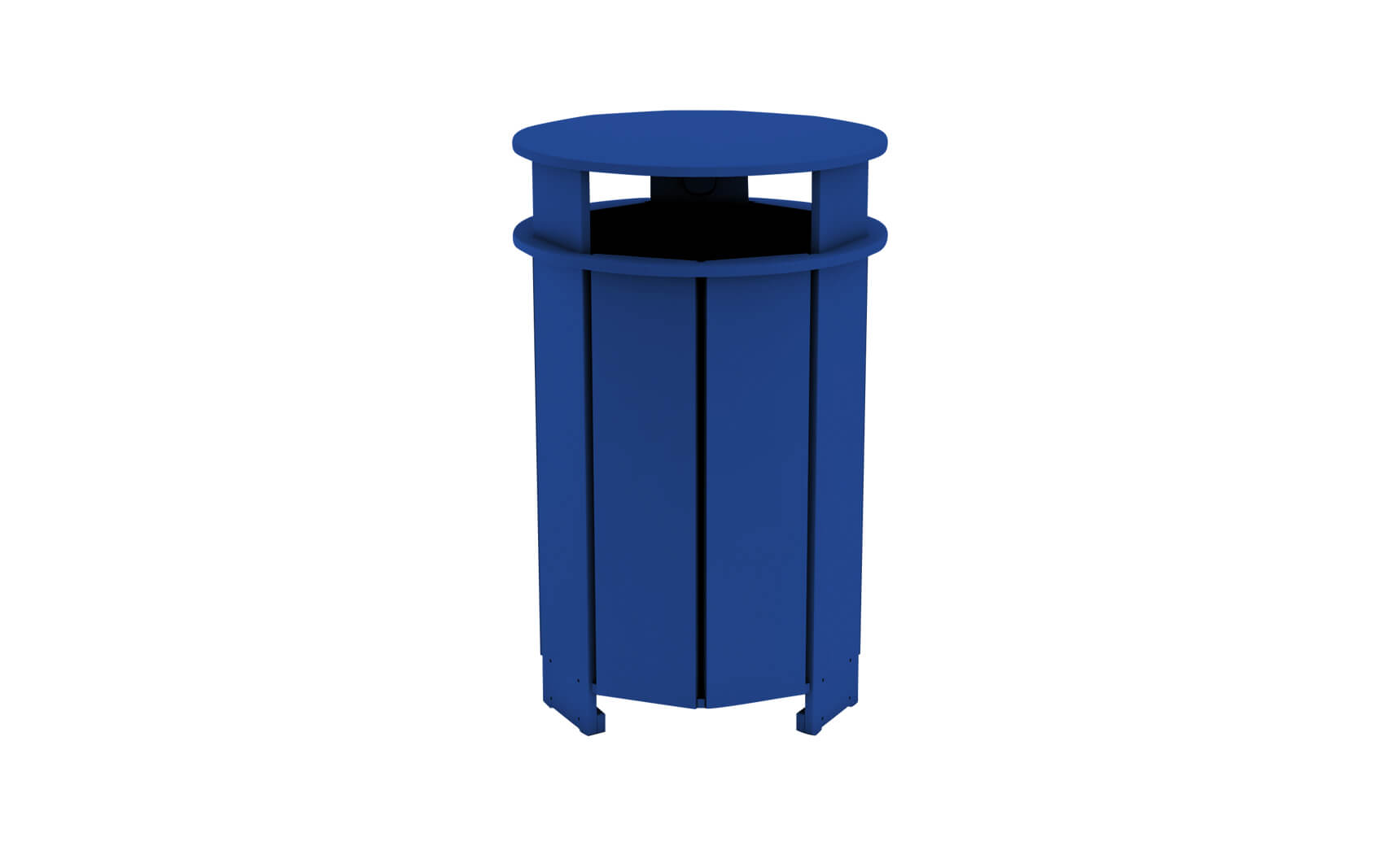 Mainstay gray trash bin with lid and four wheels for easy mobility.