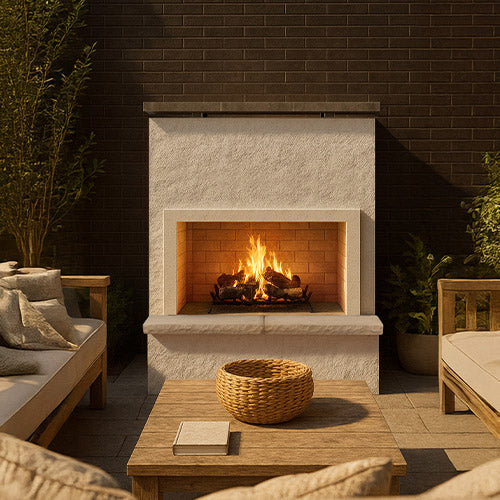 Cal Flame - Monterey Modern Outdoor Gas Fireplace W/ Bottom Mantel - FRP-901-2 | AQVINA World - Aqvina LLC