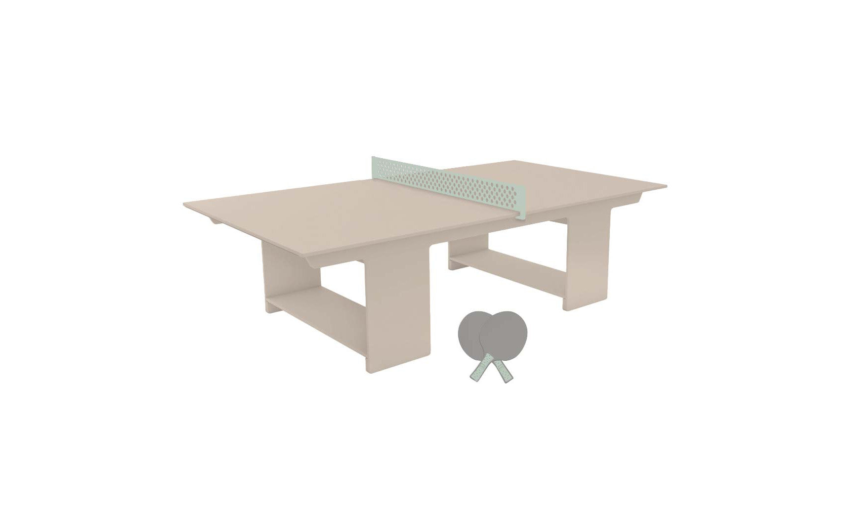 Table tennis set including racket, balls, and net stand in a travel case.