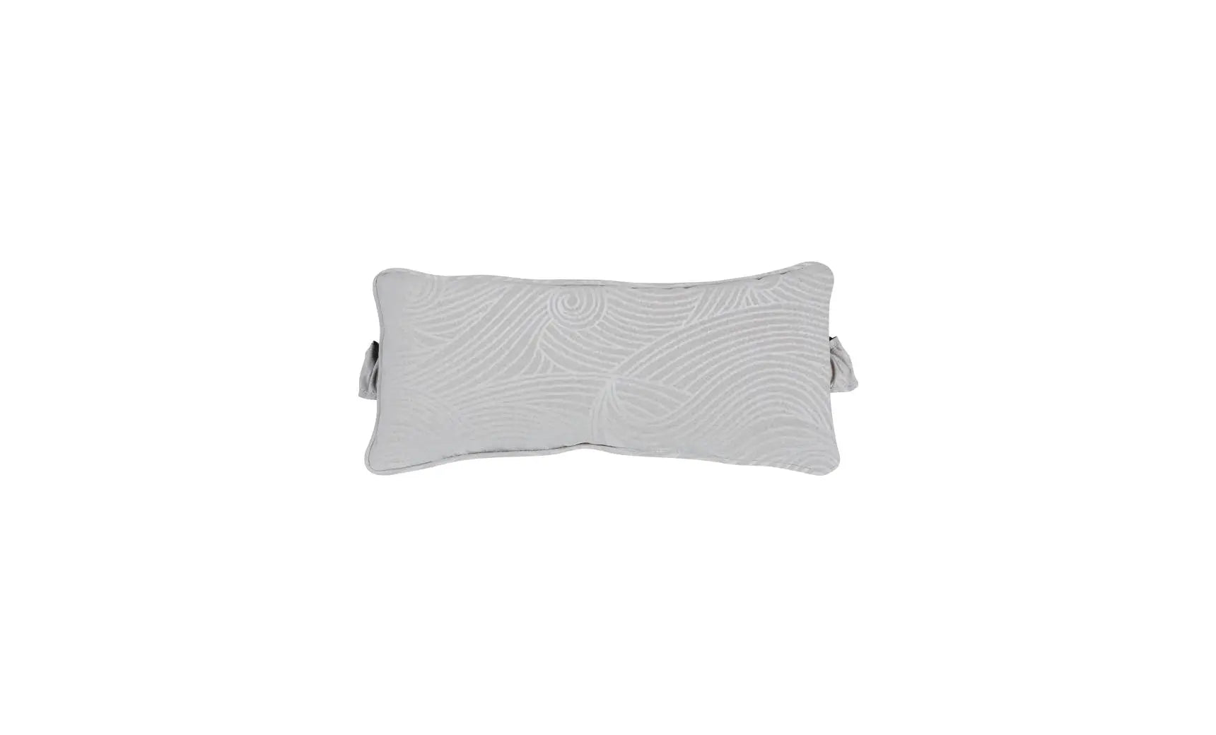 Signature headrest pillow with soft fabric cover and adjustable design for comfortable support during travel.