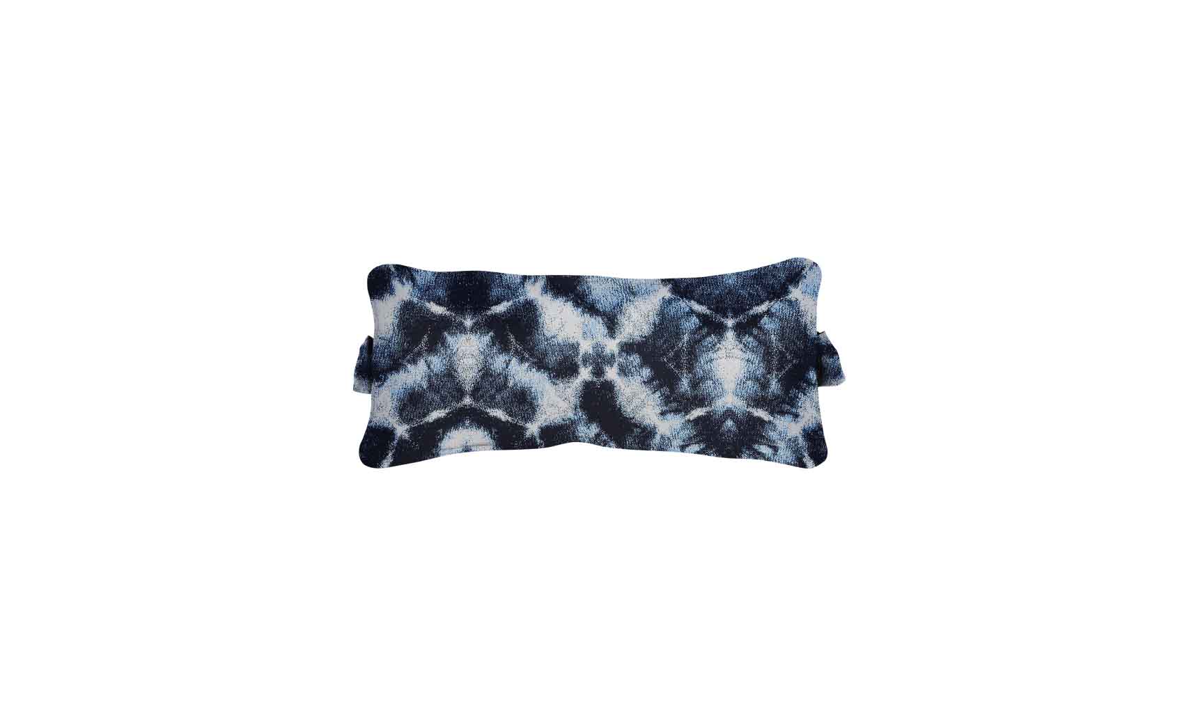 Signature headrest pillow with soft fabric cover and adjustable design for comfortable support during travel.