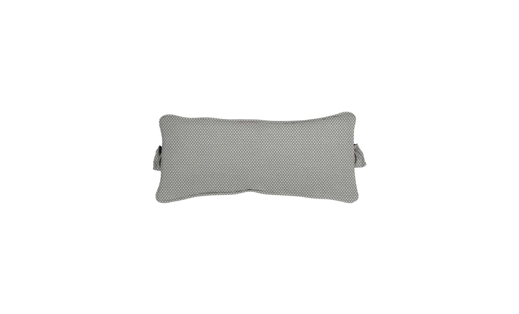 Signature headrest pillow with soft fabric cover and adjustable design for comfortable support during travel.