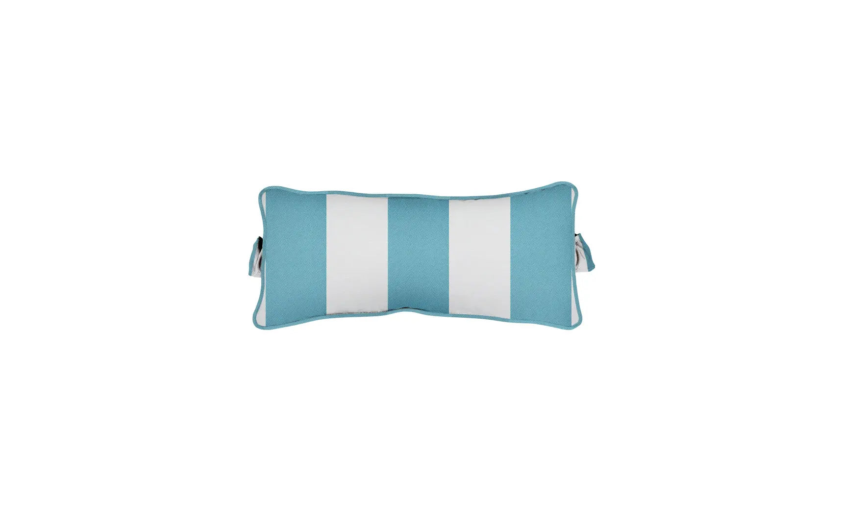 Signature headrest pillow with soft fabric cover and adjustable design for comfortable support during travel.