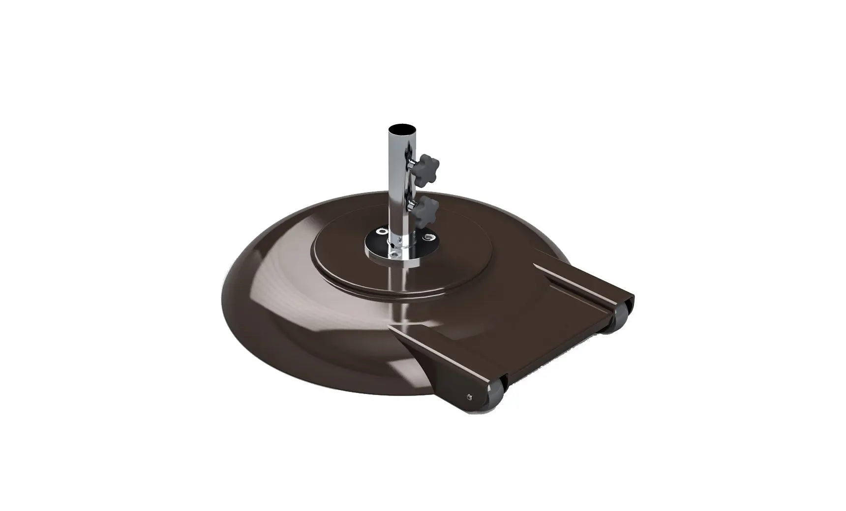 Aluminum umbrella base with four legs and a black finish