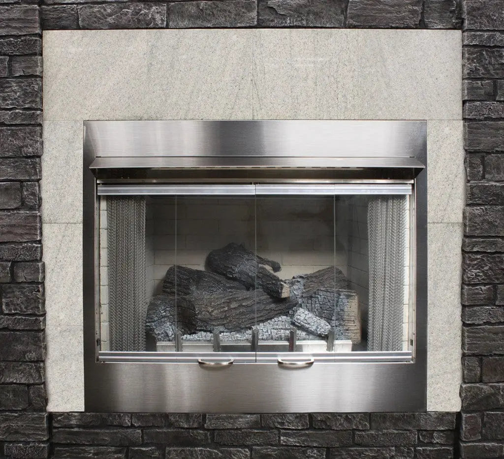 Empire 36" Carol Rose Outdoor Premium Stainless Steel Gas Fireplace with Harmony Burner and Refractory Liner