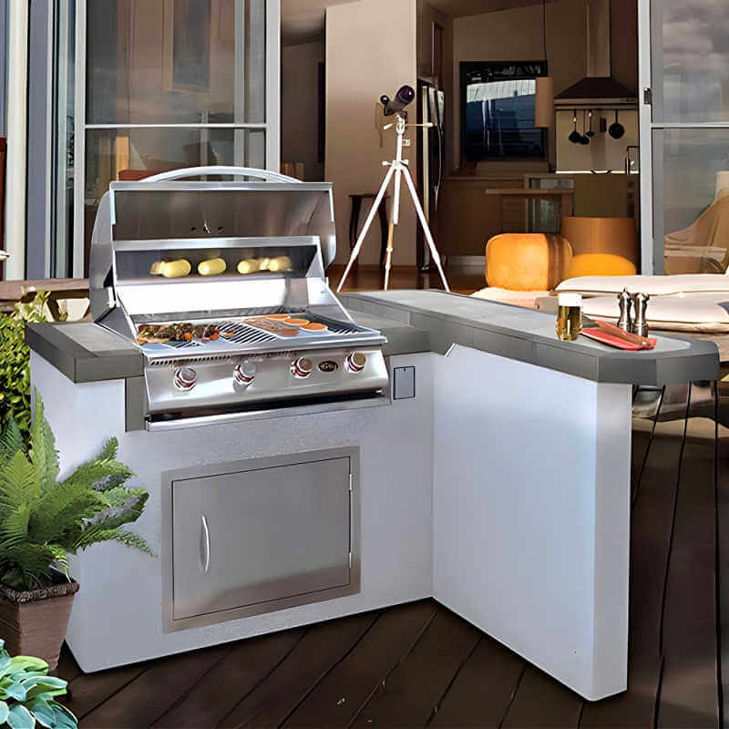 Cal Flame Maui Q 4 Ft L-Shaped BBQ Grill Island | Model: BBK401 | AQVINA World