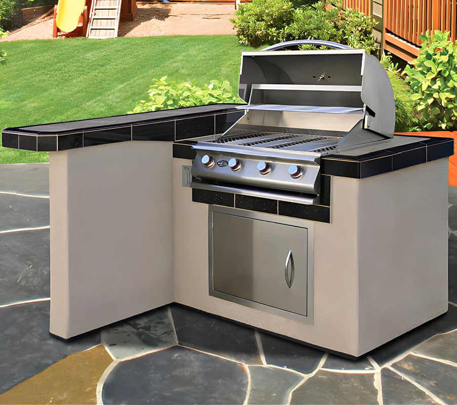 Cal Flame Maui Q 4 Ft L-Shaped BBQ Grill Island | Model: BBK401 | AQVINA World - Aqvina LLC