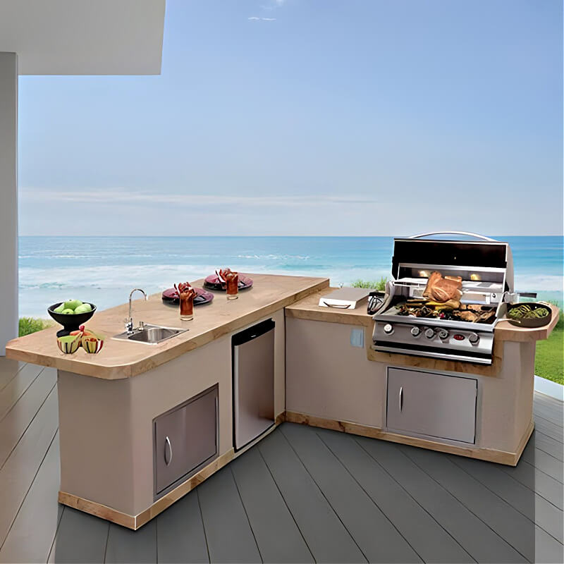 Cal Flame Carmel Q Platinum Series BBQ Island with P4 Grill Bundle | Model: BBK-870 | AQVINA World - Aqvina LLC