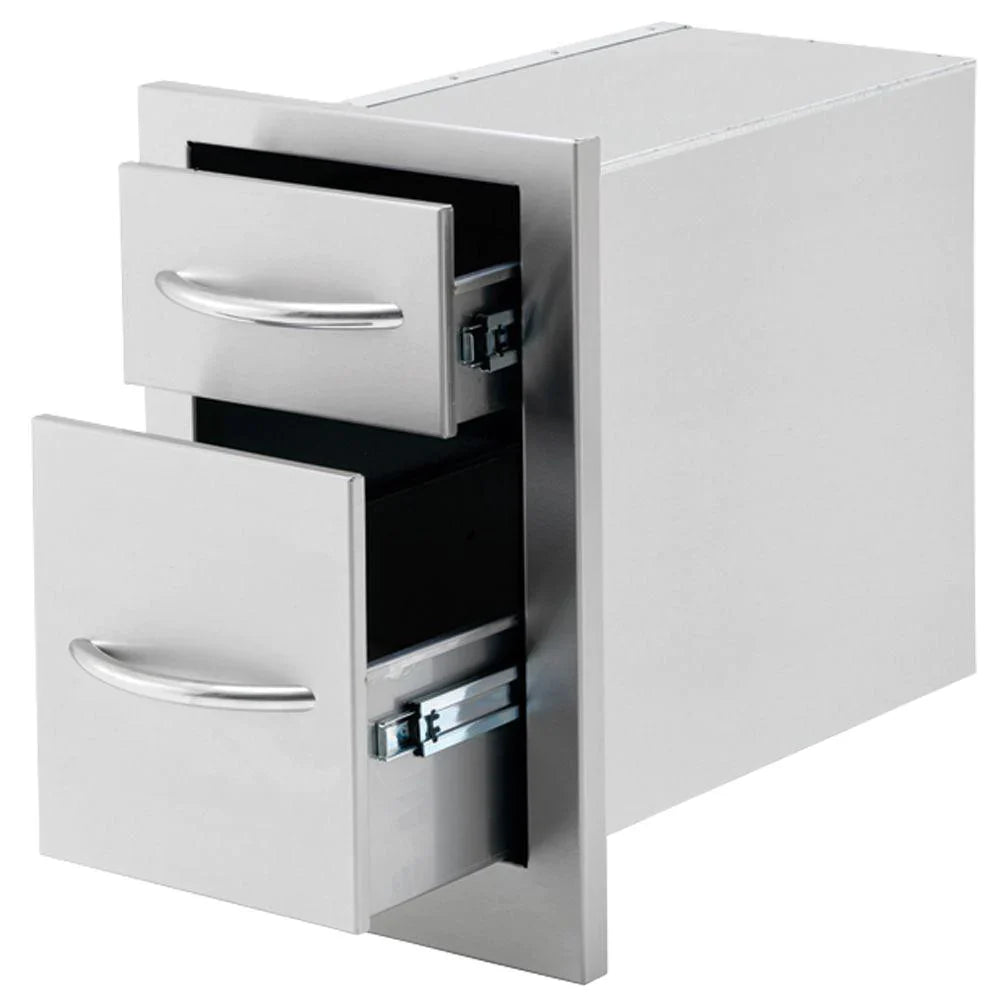 Cal Flame 2-drawer storage unit made of stainless steel