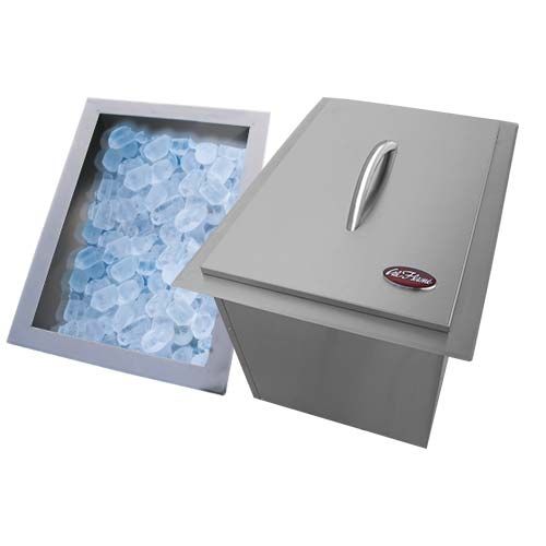 Stainless steel ice bucket by Cal Flame, perfect for outdoor kitchens
