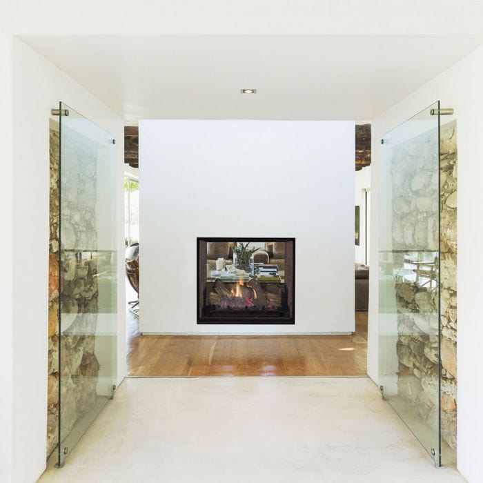 Superior 40-Inch DRT63ST Double-Sided Electronic Ignition Direct Vent Gas Fireplace with Remote and Fiber Log Set