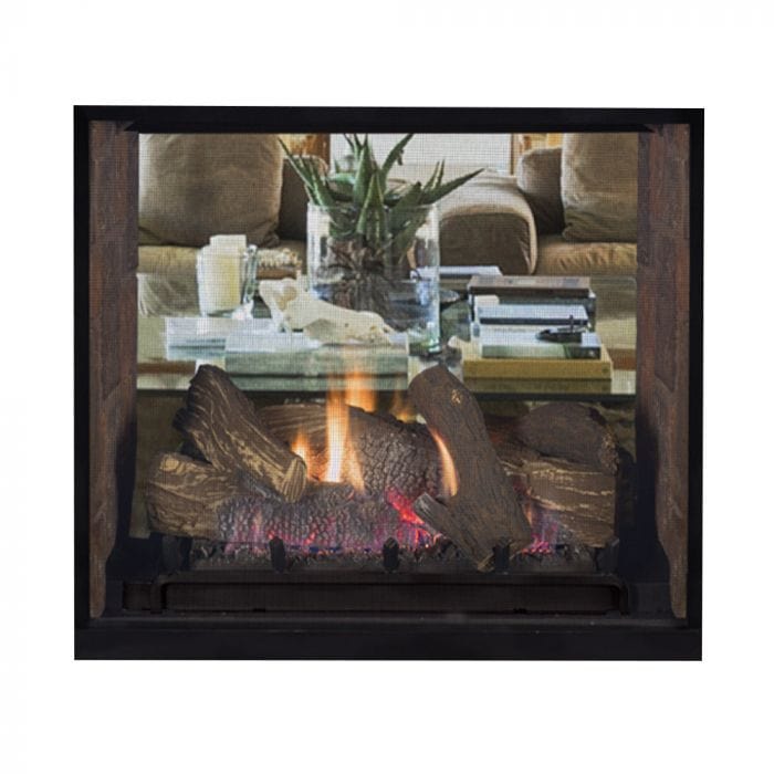 Superior 40-Inch DRT63ST Double-Sided Electronic Ignition Direct Vent Gas Fireplace with Remote and Fiber Log Set