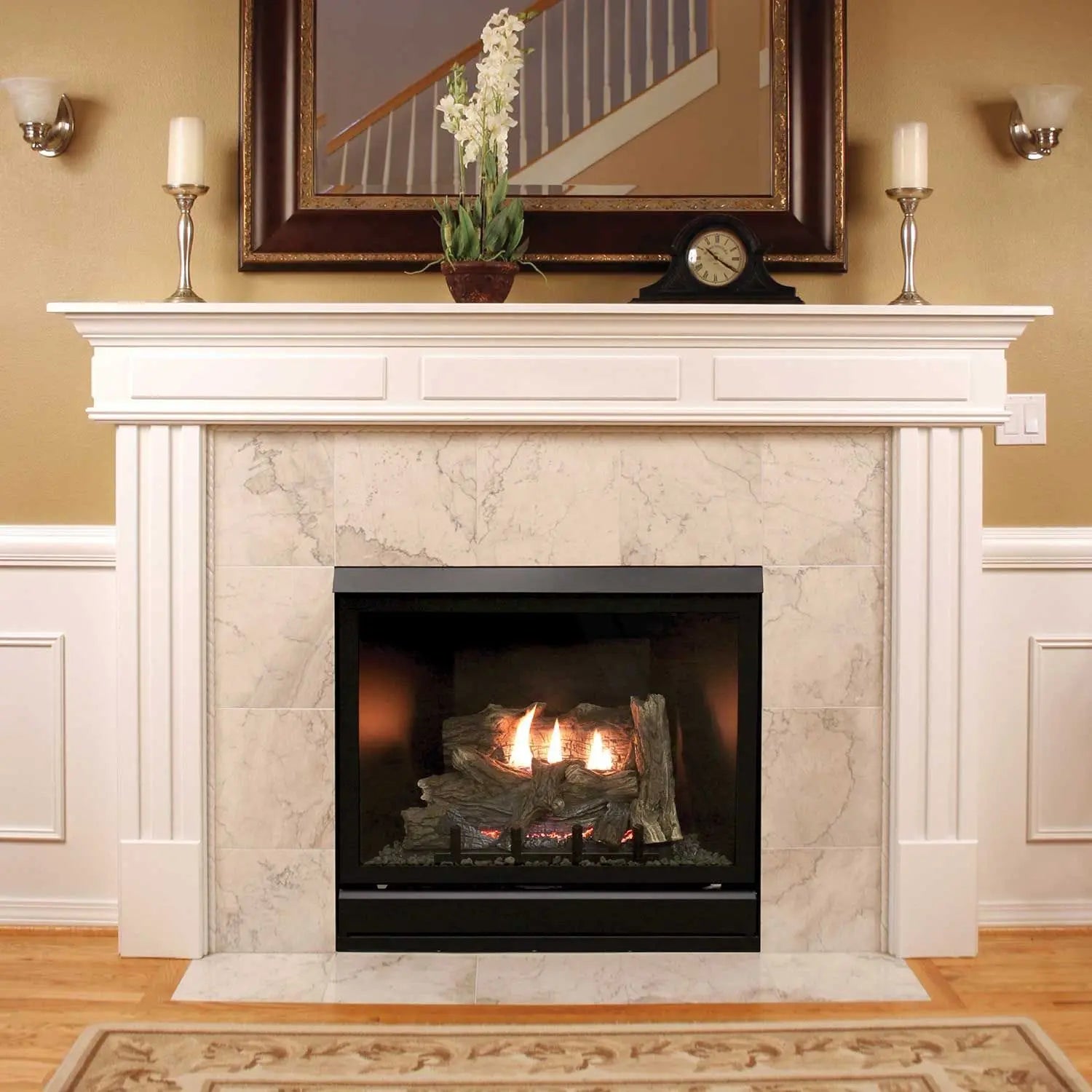 Empire 42" Madison Clean-Face Deluxe Direct Vent Gas Fireplace with Log Set and Barrier