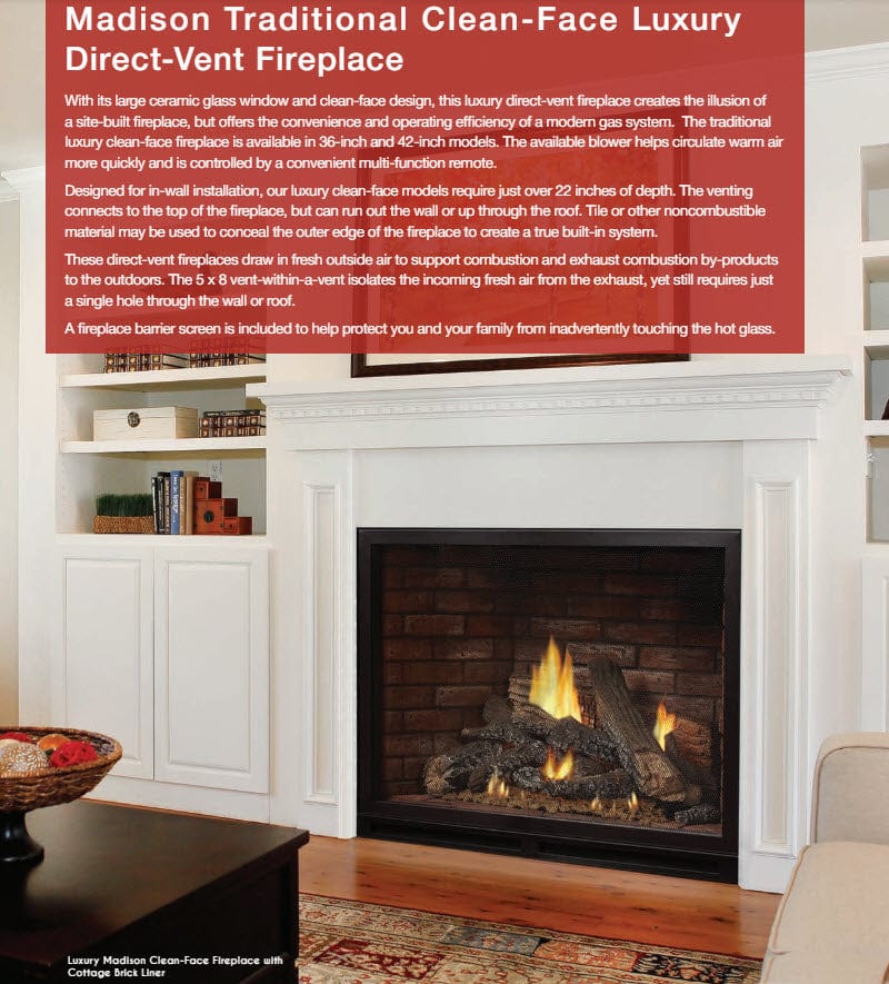 Empire 42" Madison Clean-Face Luxury Direct Vent Gas Fireplace