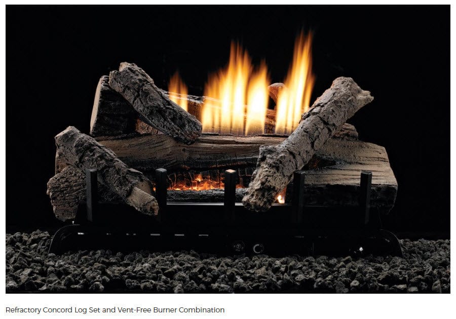 Empire Vent-Free Contour Gas Burner with Refractory Concord Gas Log Set