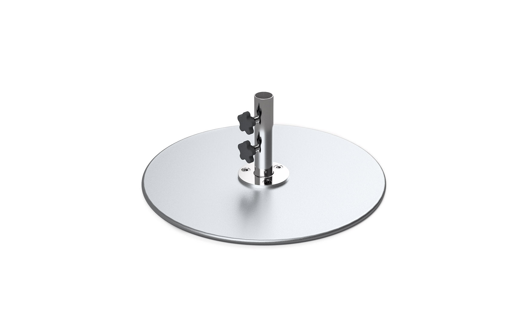 Galvanized steel stack umbrella base with four legs and a black finish