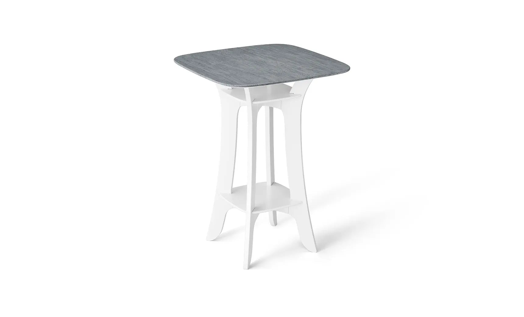Haven high-top table with a sleek metal frame and dark wood top