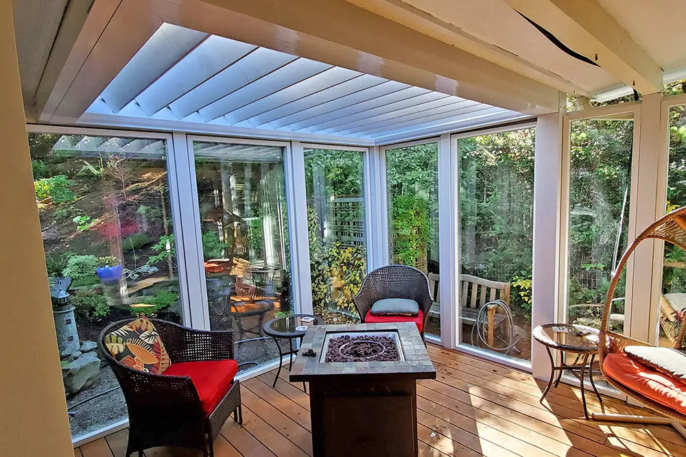 Sundance All Season Pergola – Motorized Louvered Roof System, Aluminum Outdoor Patio Cover Sundance Outdoor Living
