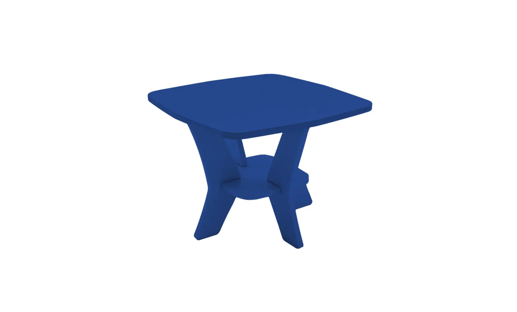 Mainstay square side table in weathered oak finish with a sleek metal frame and storage shelf.