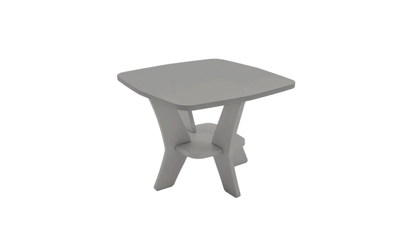 Mainstay square side table in weathered gray finish with storage shelf underneath